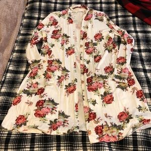 Long Floral Cardigan